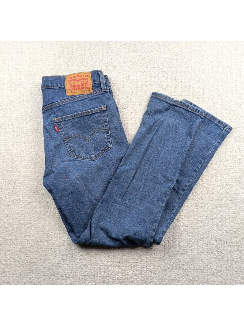 Levis 511 Straight Fit Men Jeans Blue Medium Wash Denim 34x32 Stretch Work Pants